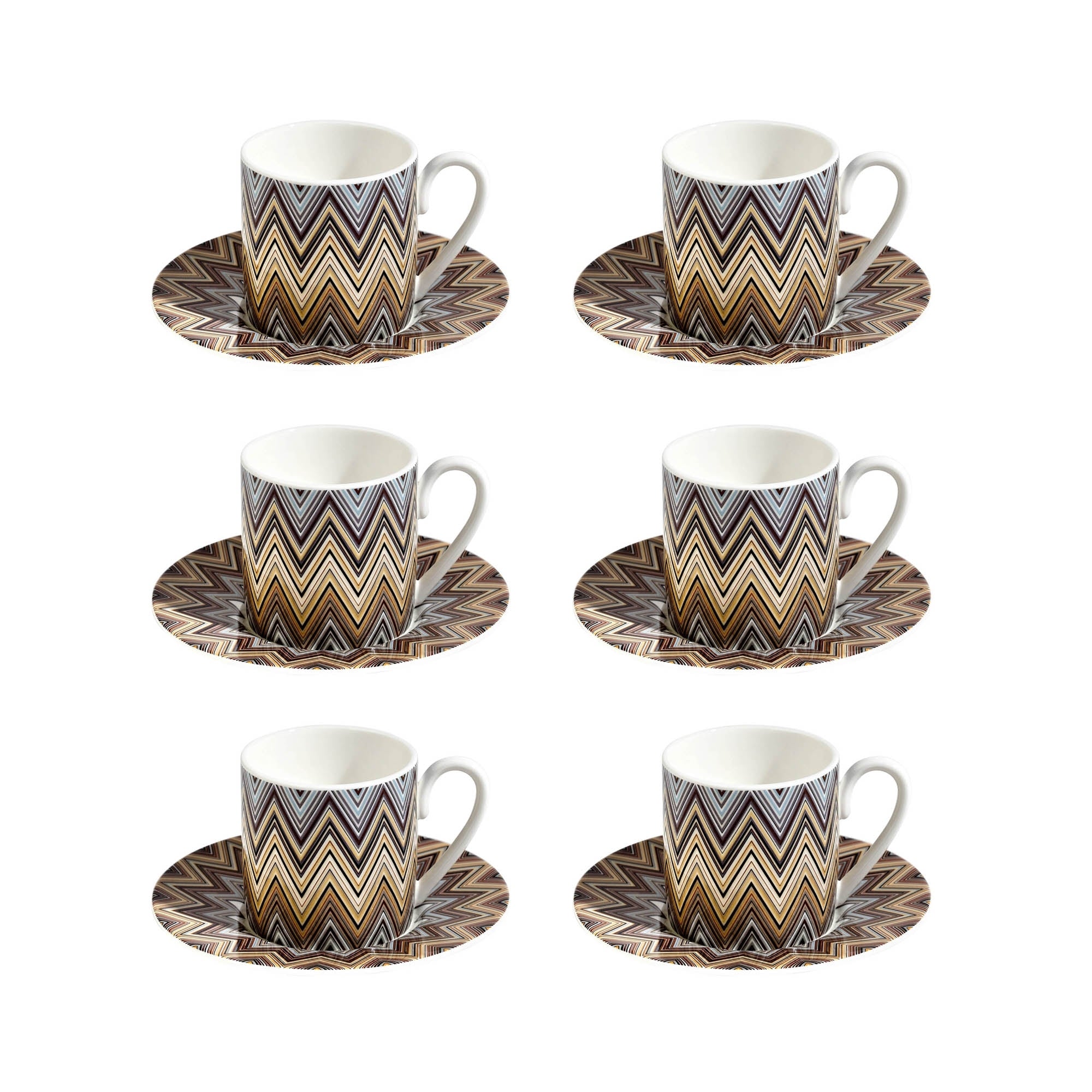 MISSONI - COFFEE CUP / COFFEE CUP & SAUCER - Cylindric shape - SET 6 PCS